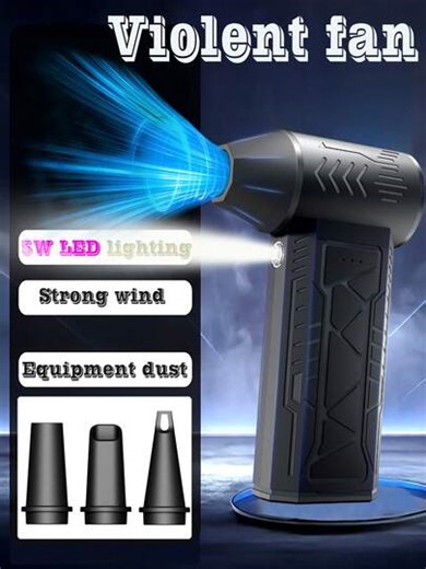 Portable Turbo Air Dust Collector Electric Dry Spray Blower, 150000RPM Powerful 6-Speed Adjustable Cordless Hair Dryer, Suitable For Cleaning Car Seats/Snow Removal, Computer Keyboards/Cases, Sofa And Window Crevices, Jet Turbine Fan | SHEIN