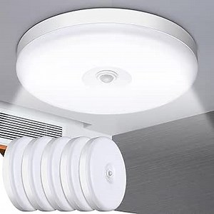 6 Pcs Motion Sensor LED Ceiling Light 12w 1500lm Flush Mount Ceiling Light 8.5 Inch 6500k Closet Lights Motion Sensored Indoor Selectable Wired for Doorway Corridor Stairwell Porch White