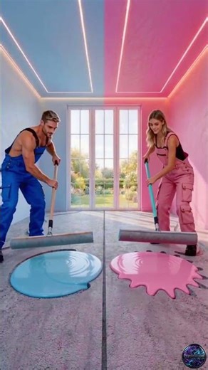 THIS DOUBLE FLOOR IS SO IMPRESSIVE 😱💙🩷 Blue Moon & Pink Sun Epoxy Luxury Floor🩷🌙#epoxy #epoxyfloor