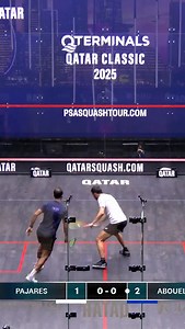The most dynamic squash! 🤯 Incredible rally between @mabouelghar & @ikerpb #psasquashtour | PSA Squash Tour
