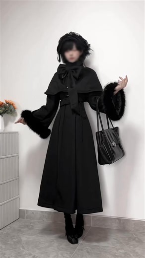 🖤 Step into winter’s shadows with this Gothic Lolita woolen coat, featuring a high collar, detachable furry cuffs, and a matching cape. Available in 120cm or 130cm length for a perfectly dramatic silhouette.🌙 ✨ Black coat – Search “TFTWH-032” on devilinspired.com — $149.00 ✨ Big woolen bow brooch – Search “TFTWH-033” — $22.00 🛍️ Embrace your dark elegance this season! 🎃 Halloween Shopping Season 🚚 Free Shipping on $69 Orders✨ #gothiclolita #darkfashion #elegantstyle #winterstyle #coat #devi