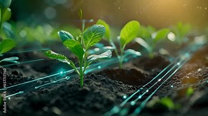 A soil sampler collects and analyzes data to determine the most suitable crop for the area.