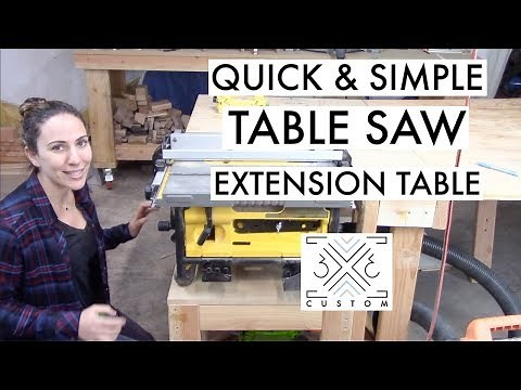 Fold Down Table Saw Extension Table // Quick and Easy // Outfeed Table // Woodshop