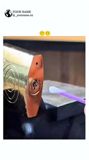 Your Name on Instagram: "The post shares a 15-second video demonstrating a DIY hack to open a cheap padlock by lighting a cotton swab and inserting it into the keyhole, where the flame melts plastic internal pins, allowing the shackle to release. This method exploits vulnerabilities in low-cost locks with non-metallic components, a trend popularized in 2025 viral content, but it fails on higher-quality metal-pin models, as echoed in user replies claiming "it didn't work." With 1.3 million views 