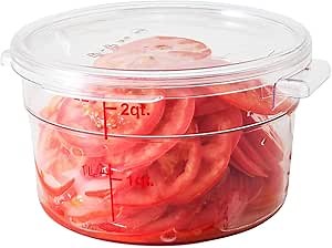 Restaurantware-LID ONLY: Met Lux Food Storage Container Lid, 1 Round Marinating Container Lid - Containers Sold Separately, With Date Indicator, Clear Plastic Lid, Dishwashable, Freezable