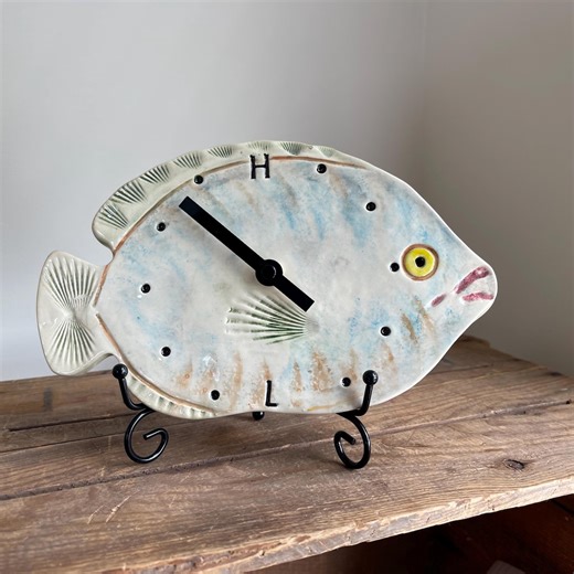Atlantic Tide Clock : Handmade Ceramic Fish Clock, Wall or Desk Decor, Saltwater Fishing Gifts - Etsy