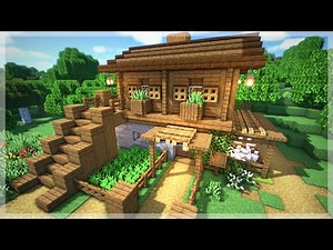 EASY Minecraft Starter Cabin Build with Animal Pens