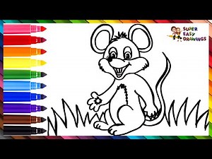 How To Draw A Mouse 🐭 Drawing And Coloring A Cute Mouse 🐁 Drawings For Kids