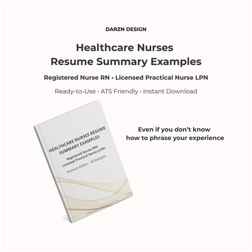 Nurses Resume Summary Examples | RN & LPN Professional Summary | ATS Friendly Nursing Resume - Etsy