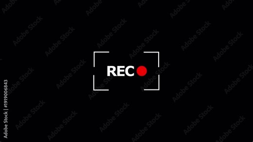 camera recording overlay animation, REC frame icon animation, Camera recording sign with transparent background 4K animation with alpha channel