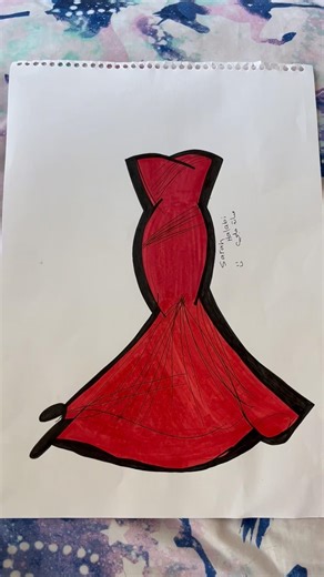 Red & Wine red strapless long gown drawing ❤️ 🌹 ✨ #shorts #shorts #shorts #shorts #shorts #shorts