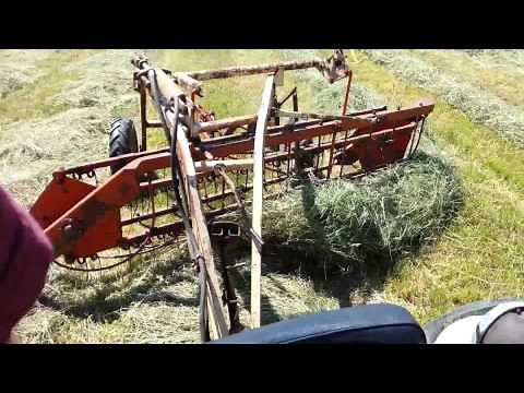 Raking hay with a CASE 281 rake