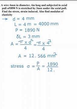 Numerical on stress, strain, Modulus of elasticity/ Strength of materials