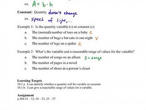 Math 7: 10.1 Quantities, Constants, and Variables