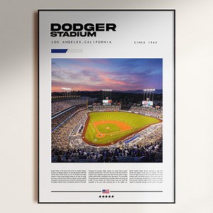 Dodger Stadium Poster, Los Angeles Dodgers Poster, Baseball Decor, Baseball Gift, Mid Century Modern Baseball Poster - Etsy