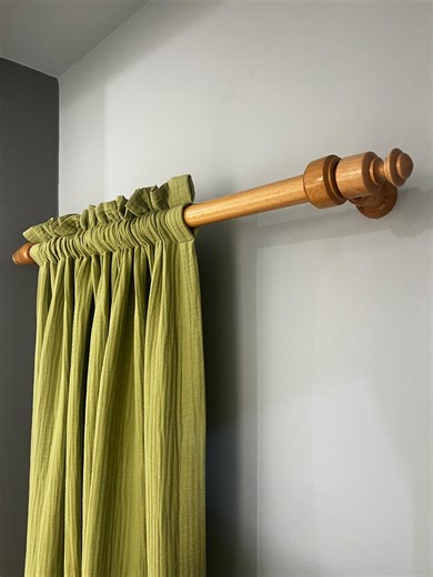 Ringless Wooden Curtain Rod, Natural Hornbeam Drapery Pole, Rustic Farmhouse Window Hardware - Etsy