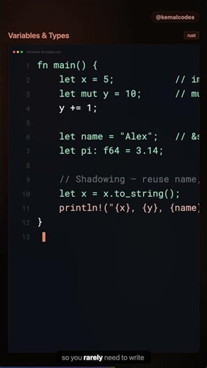 Rust Tutorial #3: Variables & Types #Short