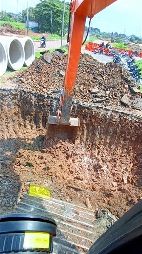 excavator digging soil for RCP installation #excavator #heavy equipment #heavy equipment video #s...
