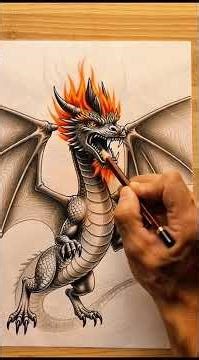 Drawing a Hyper-Realistic Fire-Breathing Dragon with One Unique Hand in 60 Seconds! 🎨✨