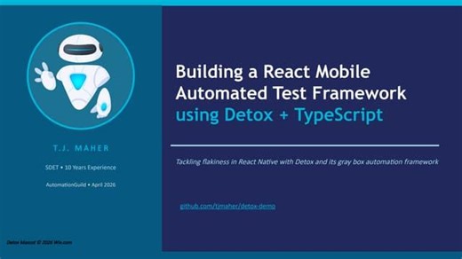 Building a React Mobile Automated Test Framework using Detox + TypeScript | Thomas F. T.J. Maher Jr.