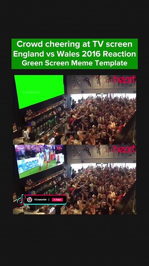 Crowd cheering at TV screen Green Screen Meme Template - 2016 England fans celebrating their win vs Wales #memetemplates #greenscreen #englandfootball #dankmemes #foryou #fyp #creatorset #foryoupage #cristianoronaldo #lionelmessi #leonelmessi #leomessi #ishowspeed #cr7 #walesfootball #englandfootballteam #viralmemes #footballedit #cursedmemes #minecraftmemes