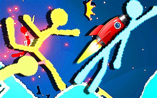 【屌德斯&小熙】 火柴人大乱斗 全新创意地图 金字塔塌啦！装上推进器起飞！