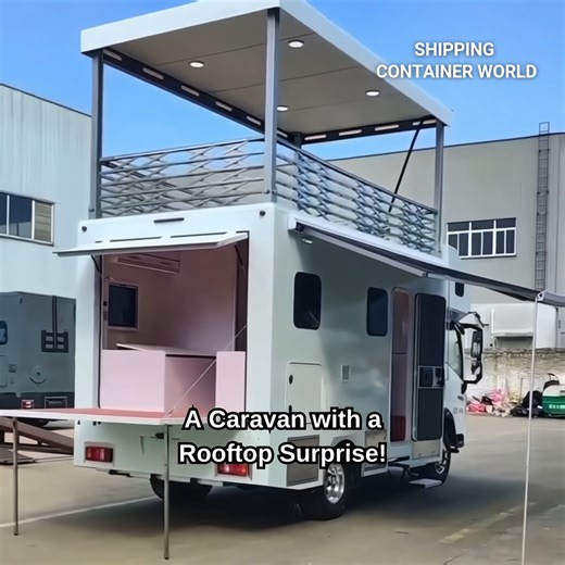 170K views · 823 reactions | Imagine hitting the road with a caravan that offers more than just mobility—it expands to give you a rooftop retreat! | Shipping Container World | Facebook