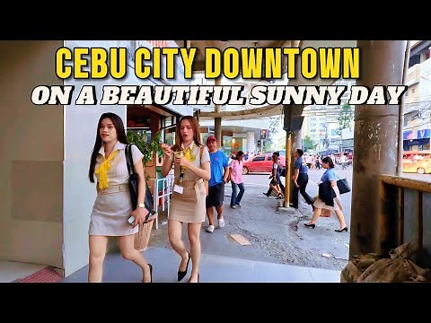 Downtown cebu city on a beautiful sunny day. Updated walking tour. Colon street