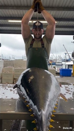 Ever seen a bigeye tuna split open like this? 🐟🔪Fresh off the boat, one clean cut #viral #tuna