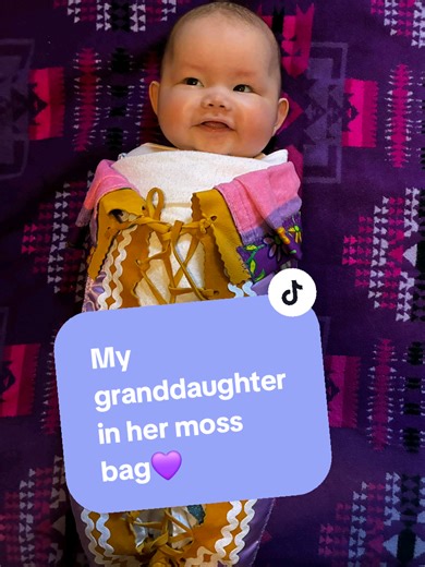 There is nothing more beautiful than seeing the next generation wrapped in love. My four-month-old granddaughter in the moss bag I made for her with my own hands. Hearing her mother @Lauren narrate this moment makes it even more special. This is what our traditions look like living on — love, care, and the hands of family carrying our teachings forward. Moments like this are medicine for my heart.❤️🧡💜 #ResilientInuk #IndigenousGrandmother #MossBag #GenerationalLove #indigenoustraditions