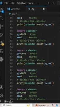 I have generated and print the 2026 calendar using python #coding #python #youtube # shorts🤩