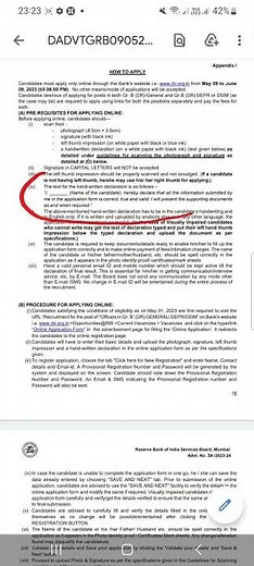 How to write handwritten declaration for RBI Grade B 2023 🥵🥵🥵