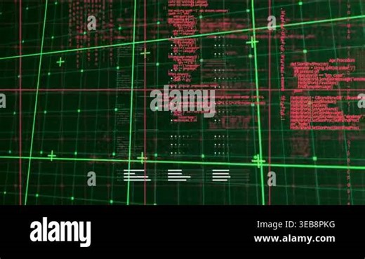 Animation of data processing over grid. global computing, digital interface and data processing concept digitally generated video Stock Video Footage - Alamy