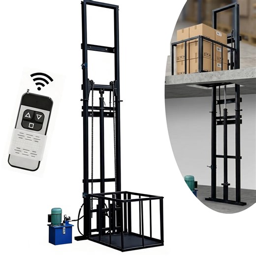 1Ton/2200Lbs Load Electric Lift Platform Table,23FT Lifting Height Heavy-Duty Hydraulic Lifting Rail Hoist,Wall Mounted Factory Warehouse Home Space Dedicated Freight Elevator