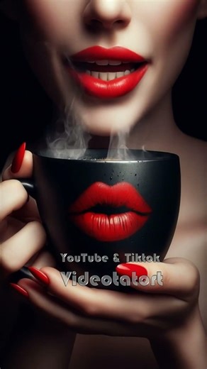 Guten Morgen - Good Morning - Kaffeetasse mit Kussmund #funny #cartoon