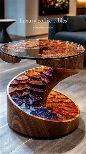 Luxurious coffee tables handcrafted with precious stones and wood