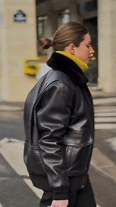 A CHAPAL look by Claire. Handcrafted for the cold, styled for the city. Black USAAF – Ascot’s Father leather jacket layered over the Nuvolari Jumper. • • • • @ascotsfather #chapal1832 #chapal #aviatorjacket # #parisfashion streetstyle | CHAPAL