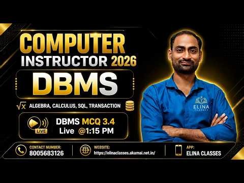 MCQ 3.4 | DBMS | Algebra | Calculus | Transaction Computer Instructor | Computer Anudeshak