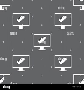 usb flash drive and monitor sign icon. Video game symbol. Seamless pattern on a gray background. Vector illustration Stock Vector Image & Art - Alamy
