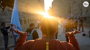 Winter solstice sunrise alines with temples in Luxor, Egypt