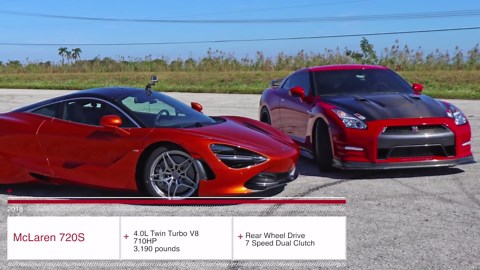 McLaren 720S vs 720 HP Nissan GT-R drag race