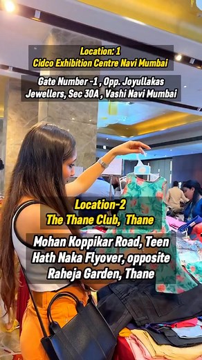 https://m.me/j/Abbg2ZgxbEoNY1K6 **Thane and Navi Mumbai Direct Wearhouse Sale & Branded Garments Sale & Exhibition** 📍 **Location: Thane ** The Thane Club Mohan Koppikar Road, Teen Hath Naka Flyover, opposite Raheja Garden, Thane 📍 **Location: Navi Mumbai ** Cidco Exhibition Centre, Gate Number -1 , Opp. Joyullakas Jewellers, Sec 30A , Vashi Navi Mumbai 🗓 **Dates:** 9-10-11 May 2025 (Friday , Saturday and Sunday ) ⏰ **Time:** 10 AM to 10 PM Get amazing deals on branded products for men, women