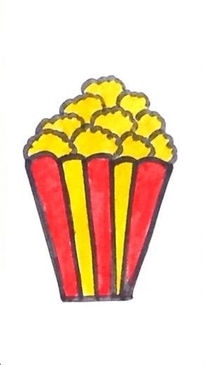 Easy Popcorn Bucket drawing #easydrawing #cute #satisfying #Coloring #art