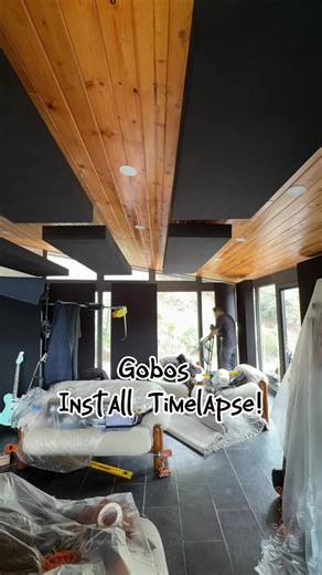 Gobos install timelapse @prophetlovy Recording & Mix Studio Install Setup continues with a timelapse of our custom rolling gobos being installed in the space, each built with 3” heavy-duty locking rollers for flexibility, control, and long-term stability. These gobos allow the studio to adapt quickly for tracking, production, and mixing while maintaining accurate sound control and consistent performance throughout the room. This install also includes 12 of our 4” & 17” Dulce Black Fabric Upgrade