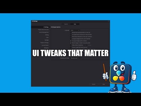 DaVinci Resolve Preferences – (User Tab UI Project & Cache Settings)