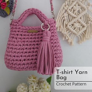 T-shirt Yarn Bag Crochet Pattern Easy Tutorial Video - Etsy