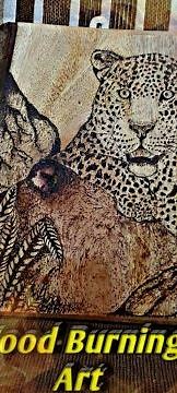 pyrography : A leopard on a rock