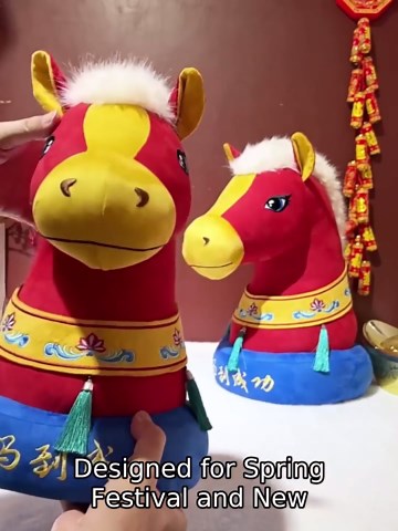 Horse Stuffed Animal | 2026 Year of The Horse Plush Toy | Chinese New Year Blessing Mascot Decoration | Soft Plush Figurine for Car Office Store Restaurant Tabletop Home Festival Gift Display