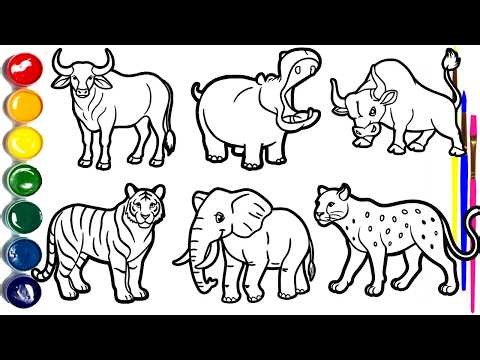 How to Draw Wild Animals for Kids | Easy Step-by-Step Drawing Tutorial! 🦛🦏🐅🐘🐆