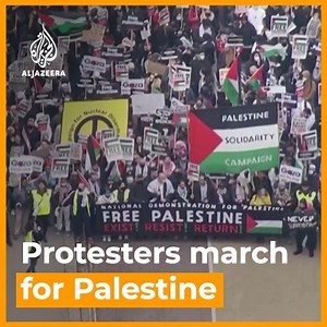1.1M views · 85K reactions | Thousands of people around the world have marched in support of Palestinians amid Israel’s bombardment of Gaza ⬇️ | Al Jazeera English | Facebook